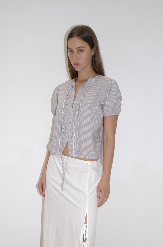 Double Frill Top - Seas Stripe