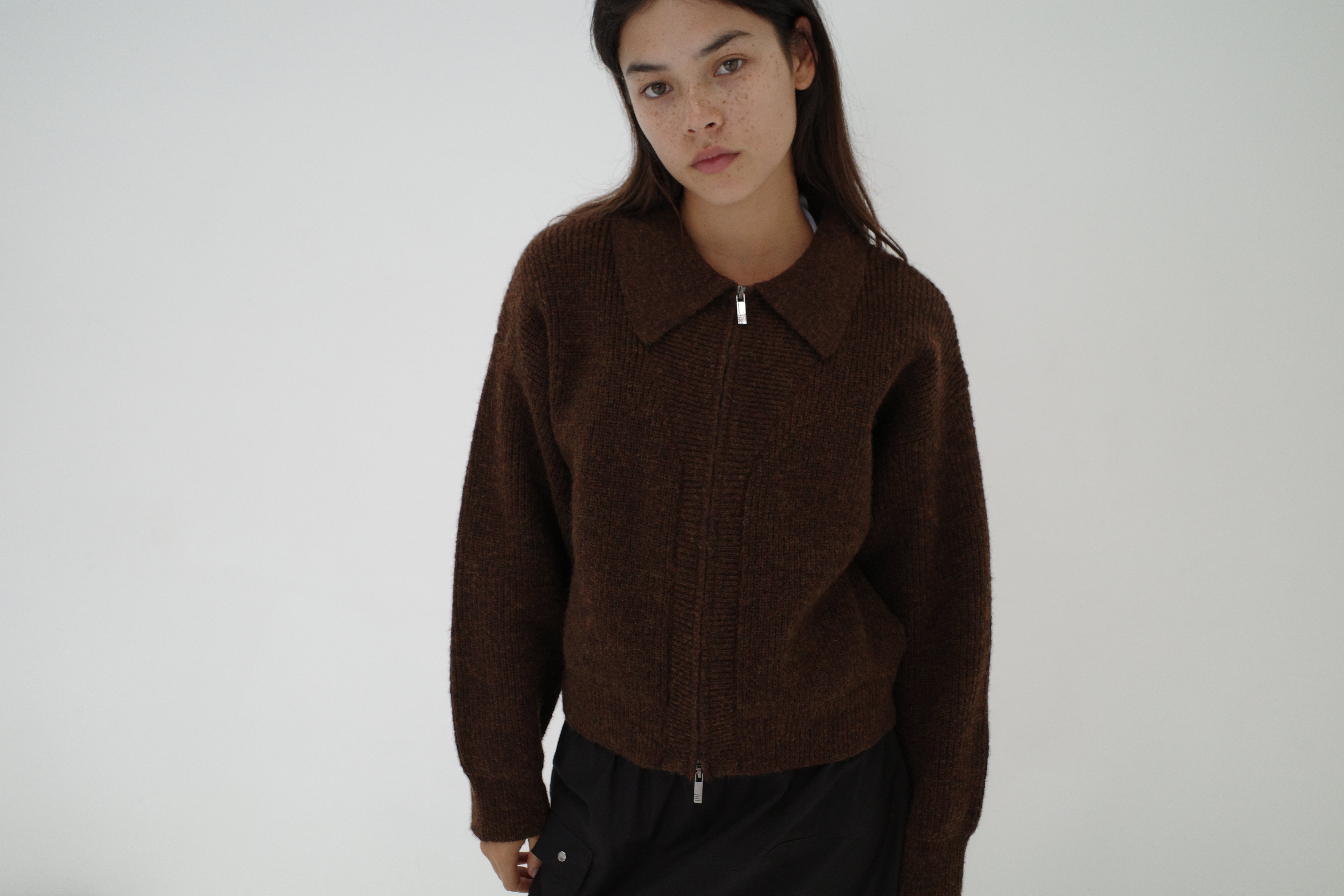 Double Layer Cardigan - Brown