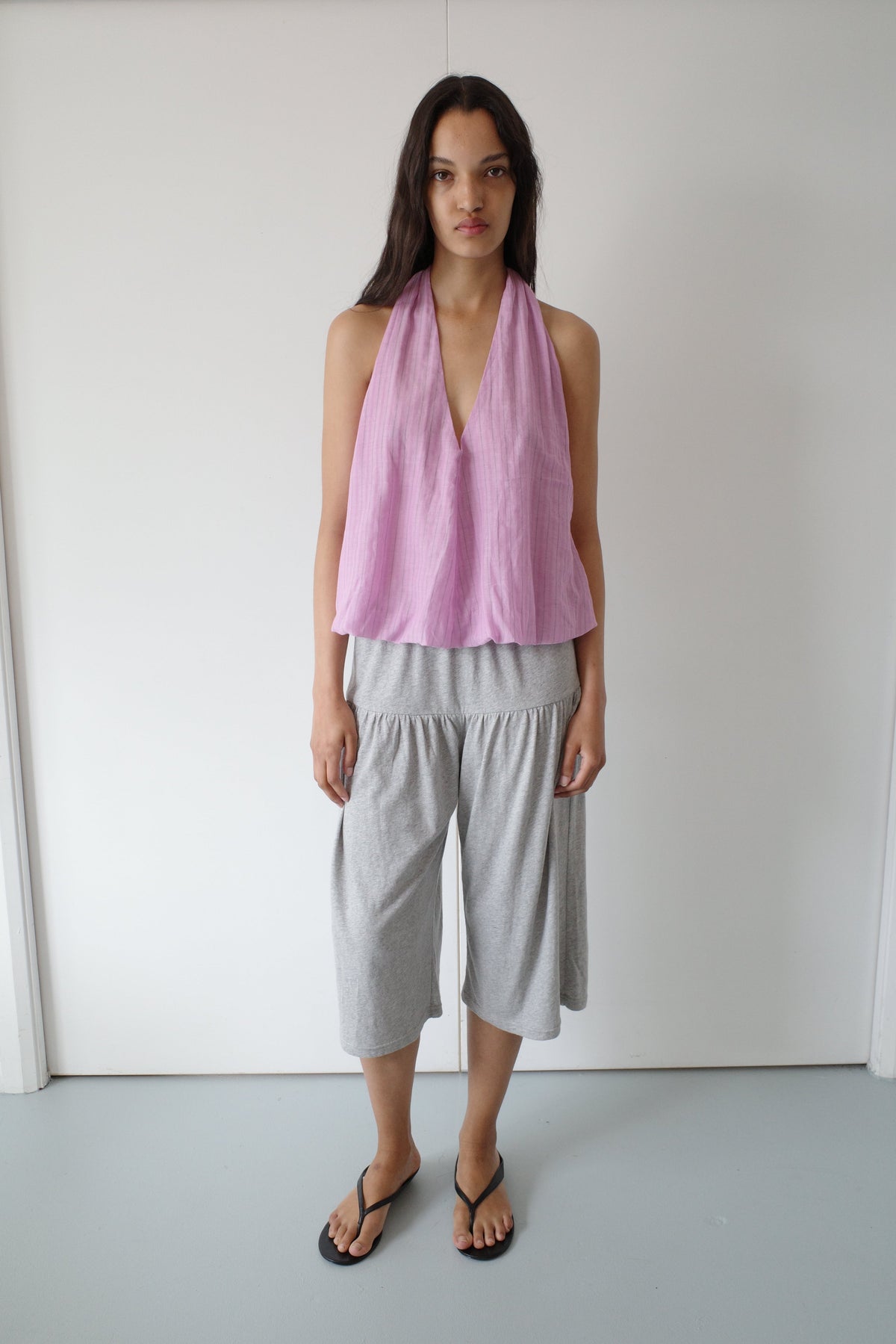 Voile Halter - Fuchsia Stripe