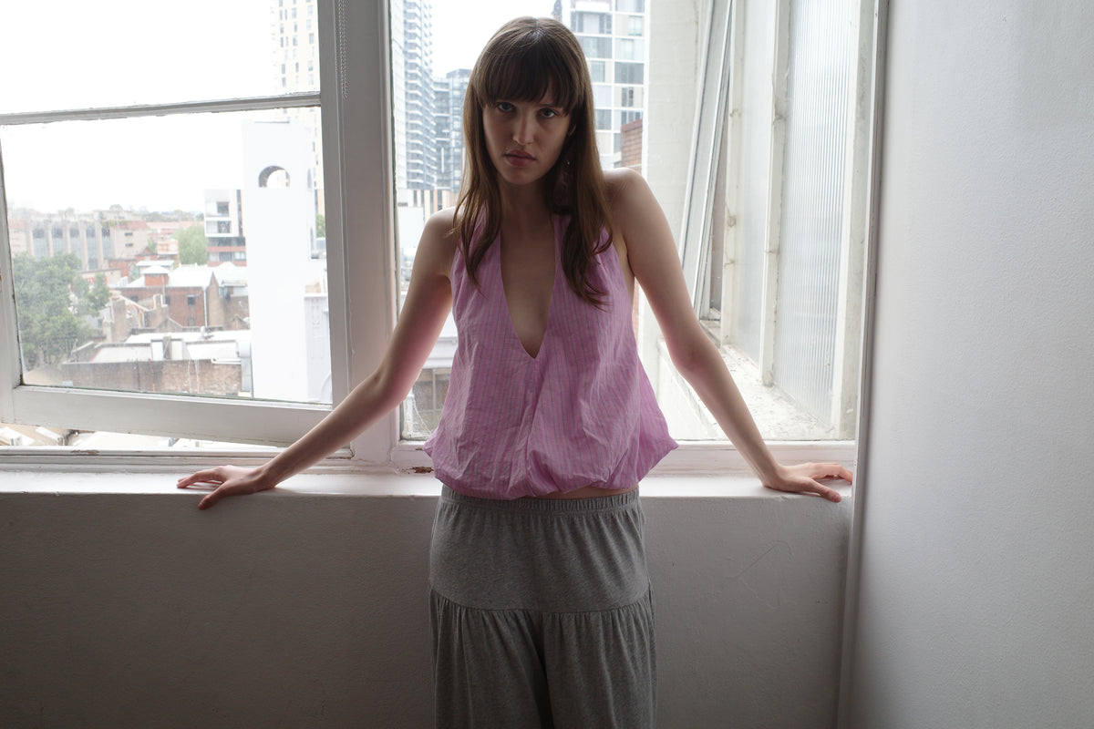 Voile Halter - Fuchsia Stripe