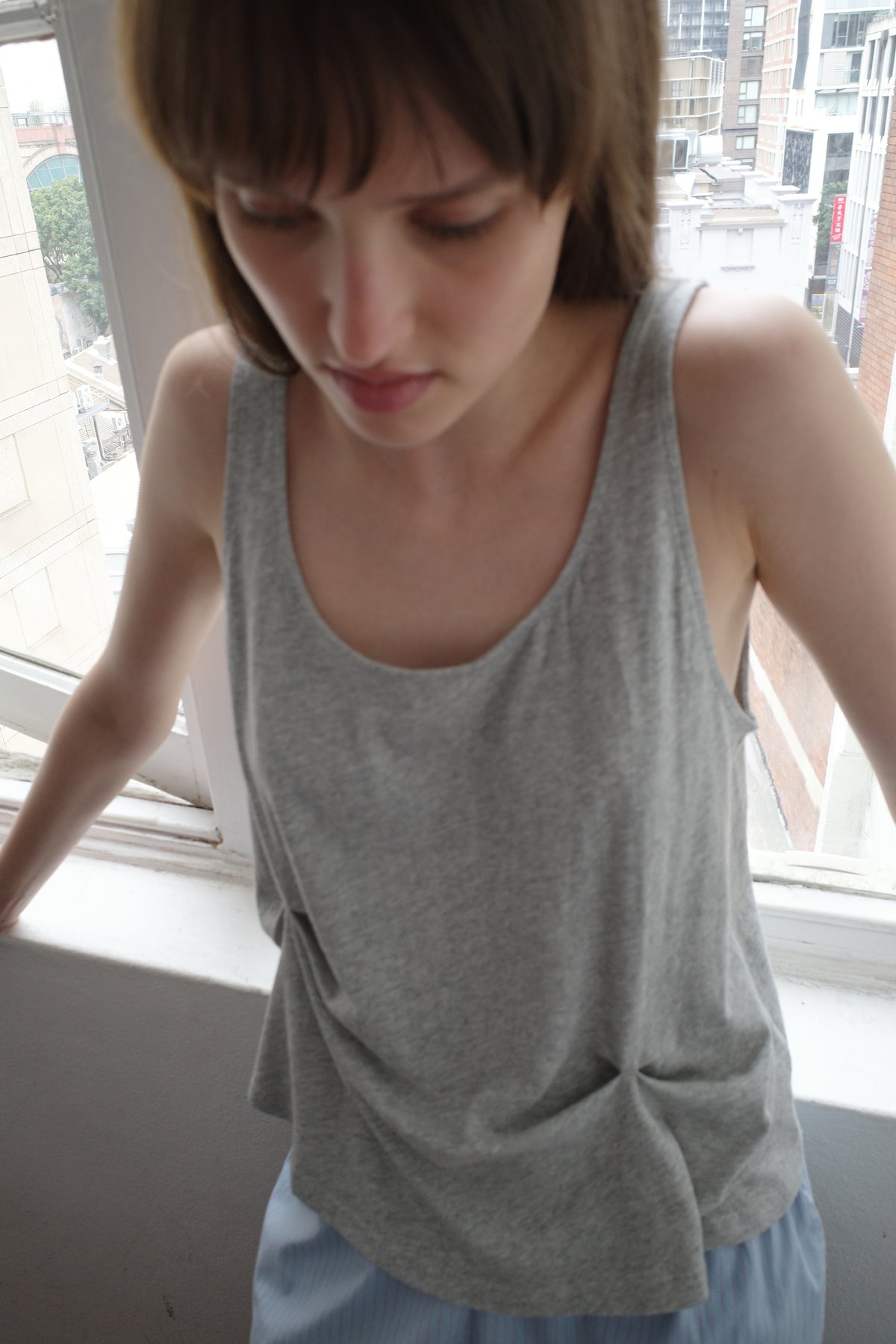 Pinch Gather Tank - Grey