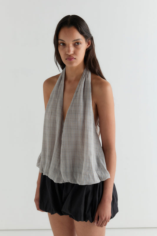 Voile Halter - Honey Check