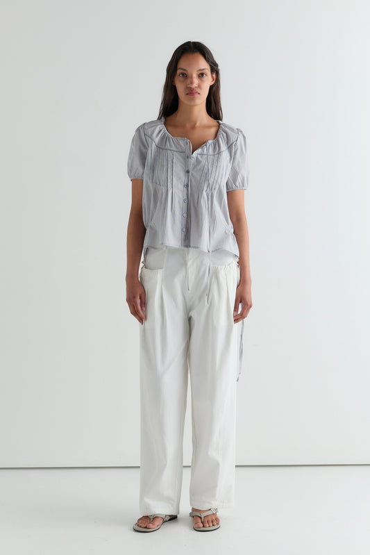 Cinched Pocket Pant - White