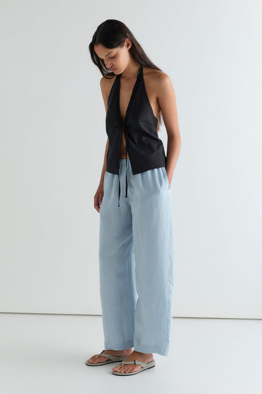 Open Frill Halter - Black