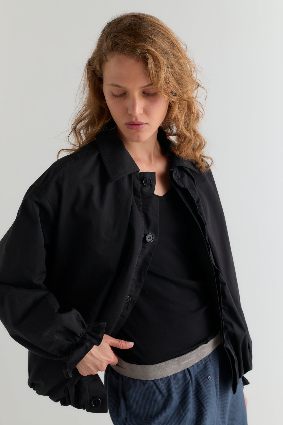 Fine Pleat Jacket - Black