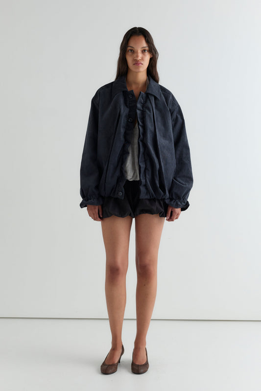 Fine Pleat Jacket - Navy Blue