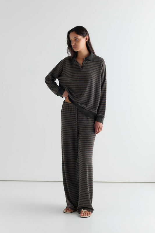Lounger Pant - Brown Stripe