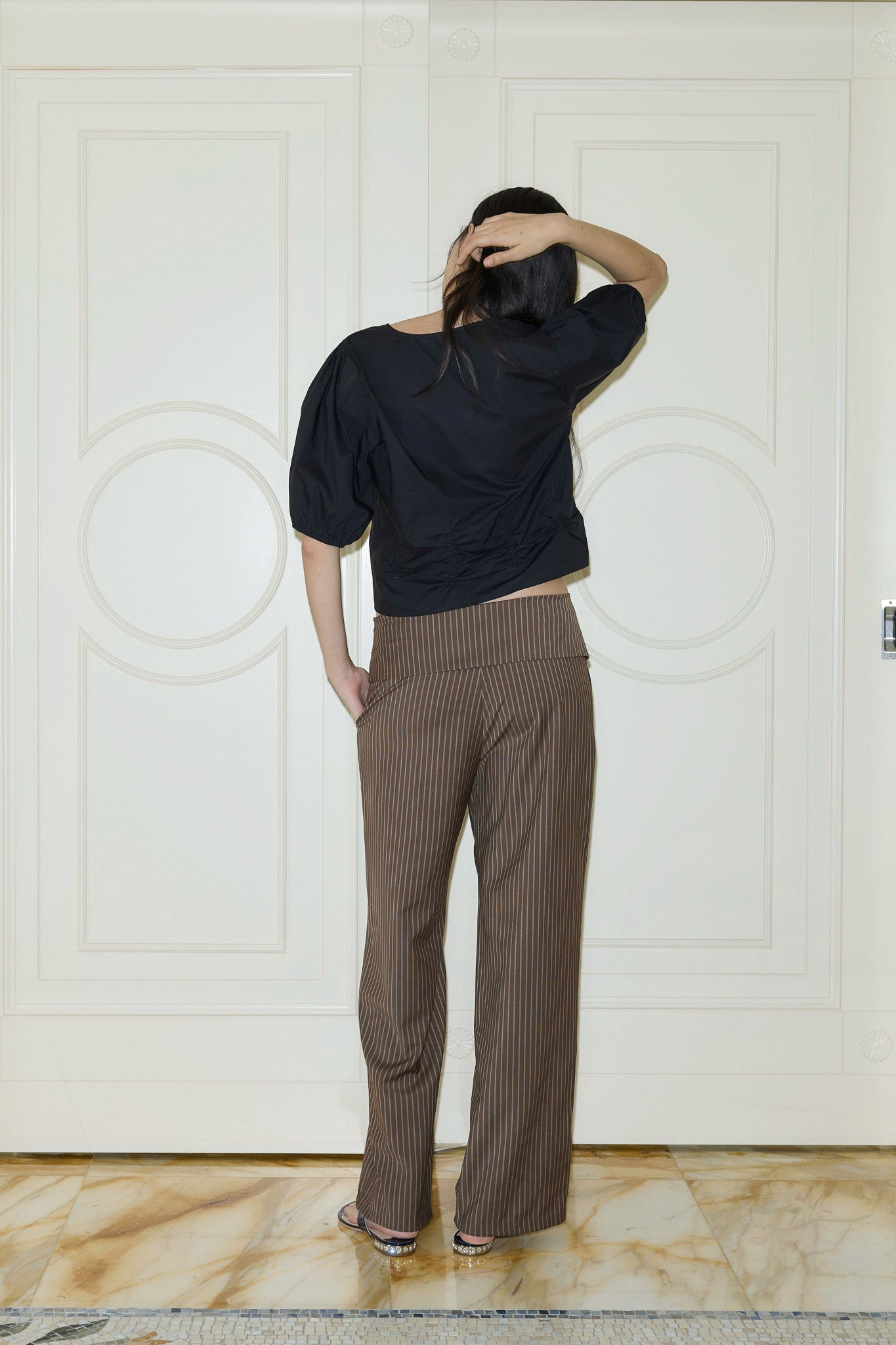 Folded Wool Pant - Sable Stripe