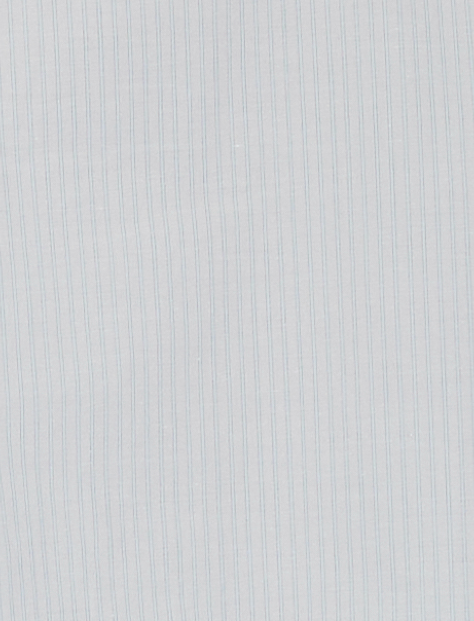 Close-up of the Cloud Stripe fabric by Deiji Studios: a fine pale grey-blue stripe woven on white, shown flat.