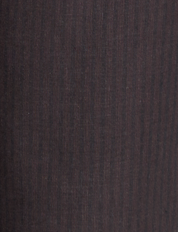 Close-up of the Brown Black Stripe linen fabric by Deiji Studios: a dark brown linen with subtle fine vertical striping, shown flat.