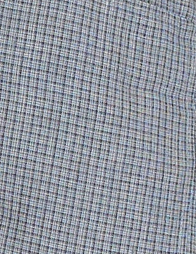 Close-up of the 03 Set - Indigo Check fabric by Deiji Studios: a fine indigo and white grid check woven into grey linen, shown flat.