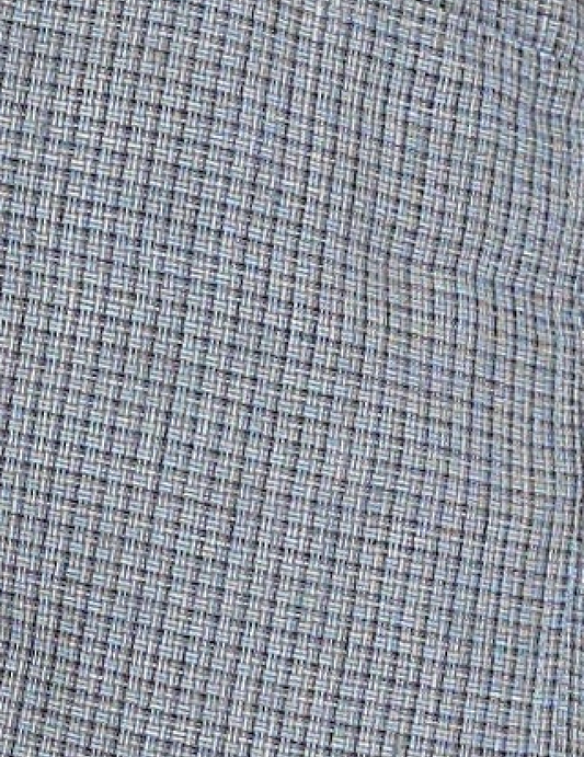 Close-up of the 03 Set - Indigo Check fabric by Deiji Studios: a fine indigo and white grid check woven into grey linen, shown flat.