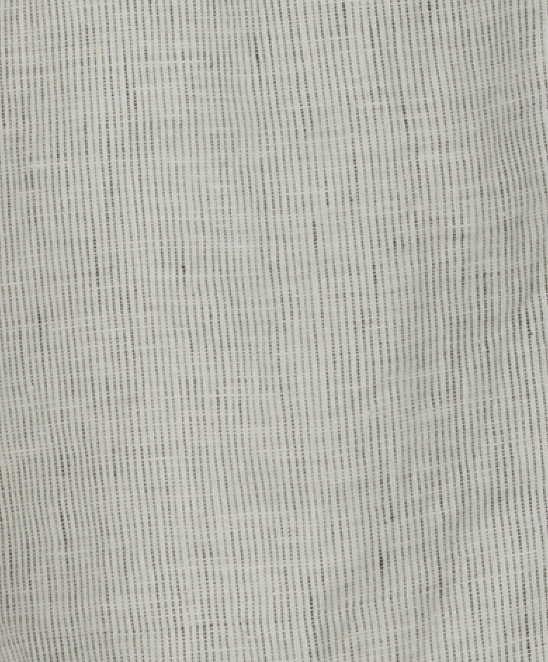 Close-up of the Close Halter Top - Fine Stripe by Deiji Studios, featuring soft light beige fabric with delicate, evenly spaced black stripes and a subtle textured finish—perfect for a relaxed look.