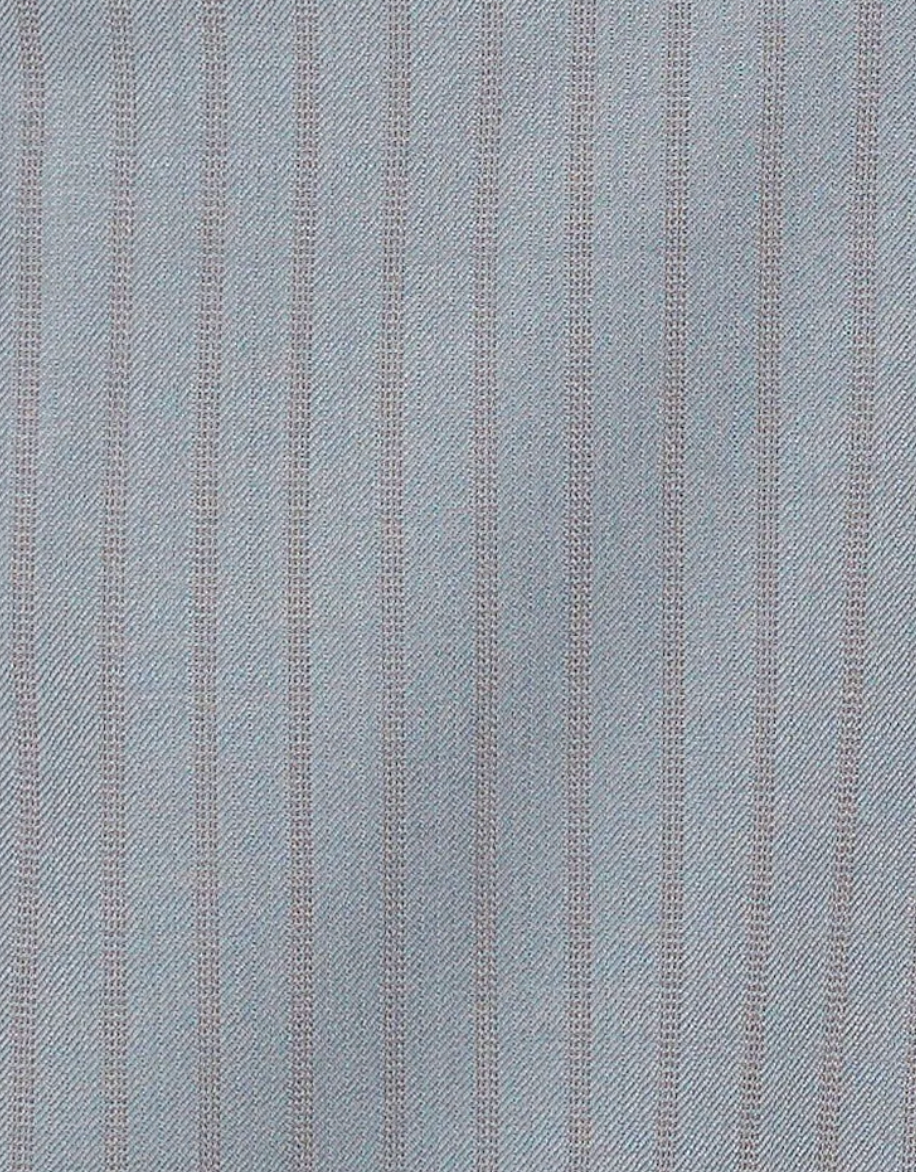 Crafted from light blue fabric with thin, evenly spaced vertical grey stripes—echoing the signature aesthetic of Deiji Studios—the Wool Tie Mini Skirt - Grey Stripe features a subtle diagonal weave for a textured finish.