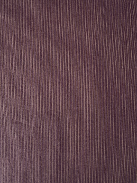 Close-up of the Loop Pant - Mulberry Stripe fabric, featuring thin vertical brown and purple mulberry stripes that create a subtle, textured pattern—ideal for crafting a relaxed straight leg or loop pant.