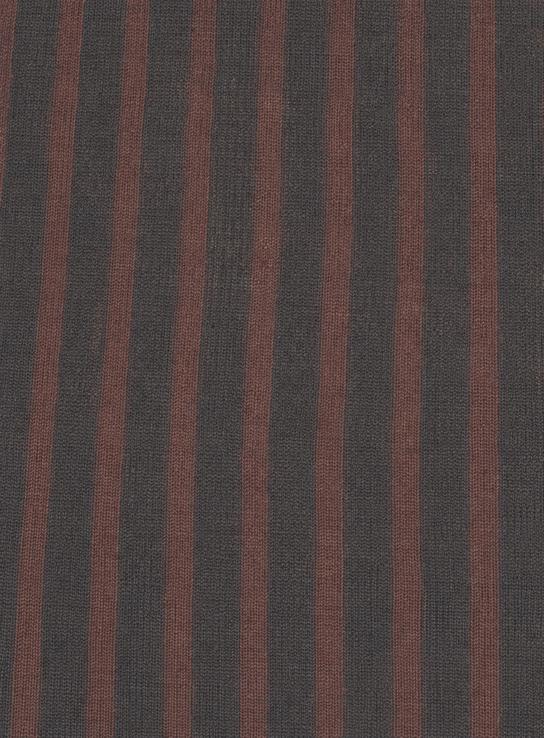 Close-up of the Brown Grey Stripe fabric by Deiji Studios: a fine knit with brown and grey vertical stripes, shown flat.