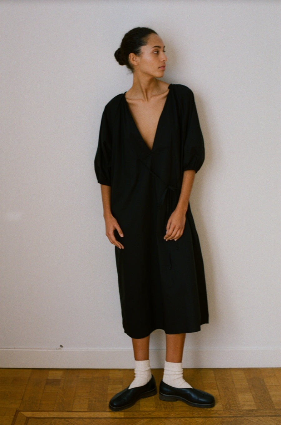 the fold midi dress - black