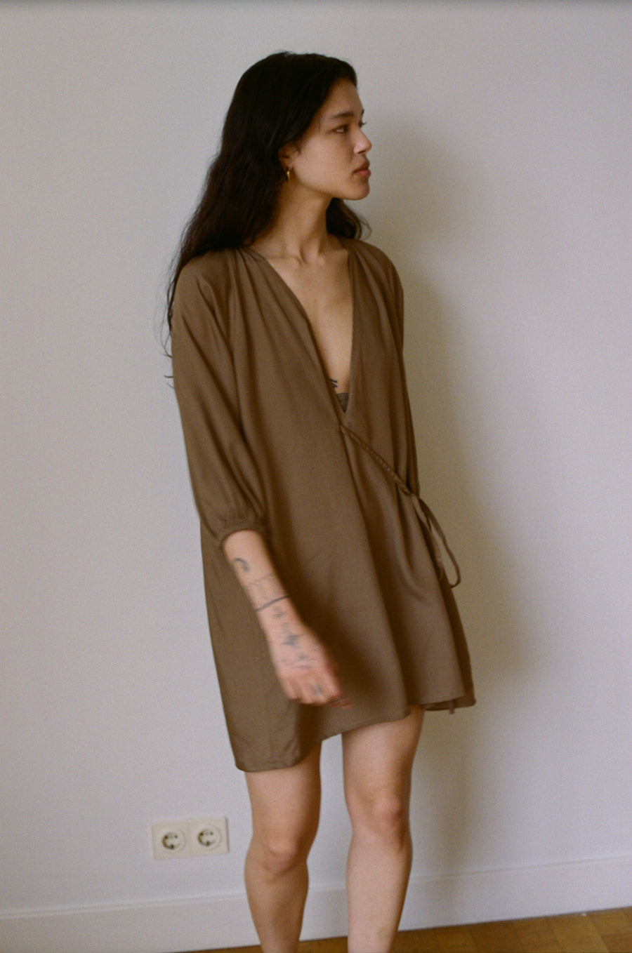 the double over dress - taupe