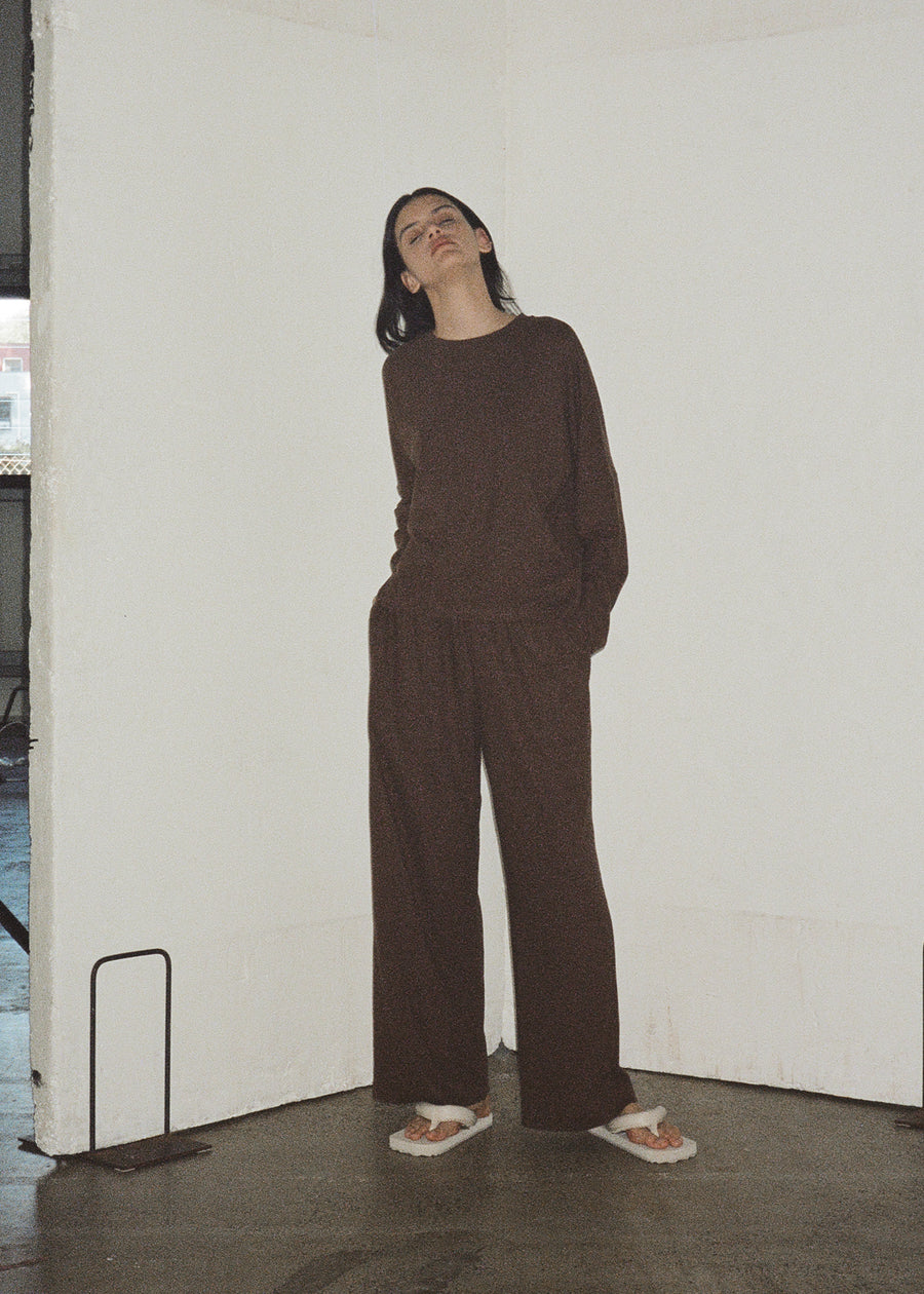 the long sleeve jersey top - brown