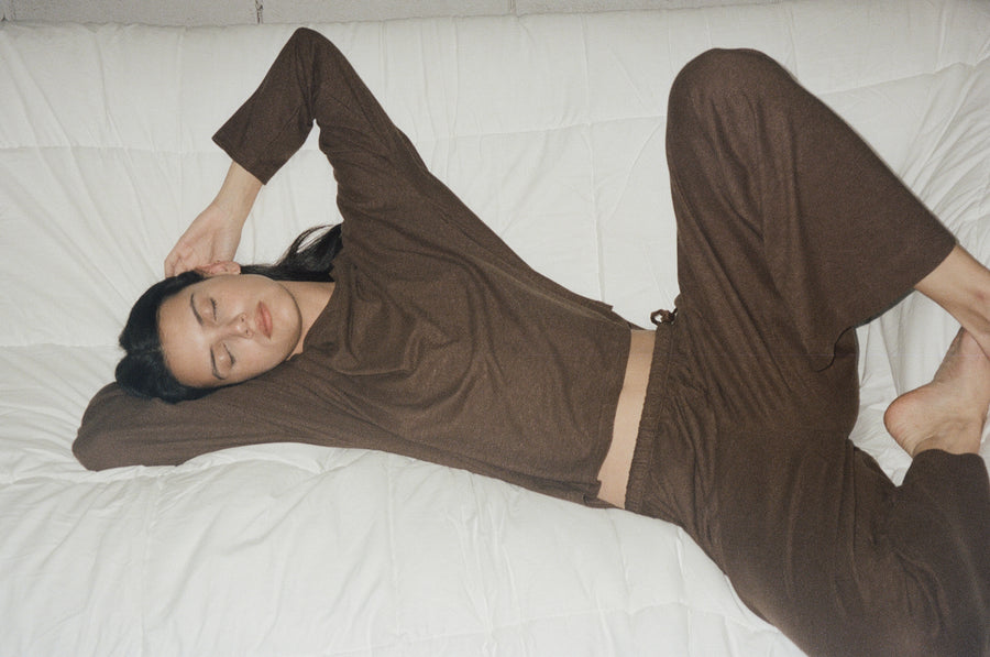 the long sleeve jersey top - brown