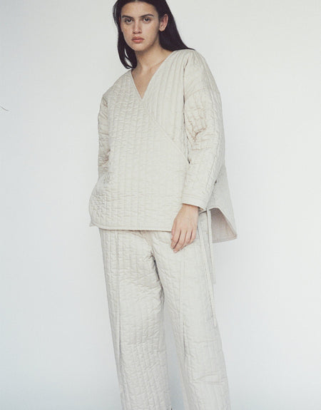 the straight quilted pant - fawn | Deiji Studios