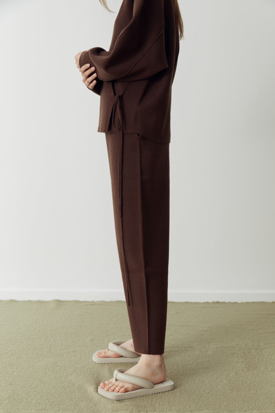the tie cardigan - cocoa
