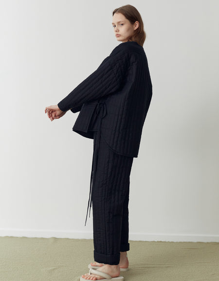 the straight quilted pant - black | Deiji Studios