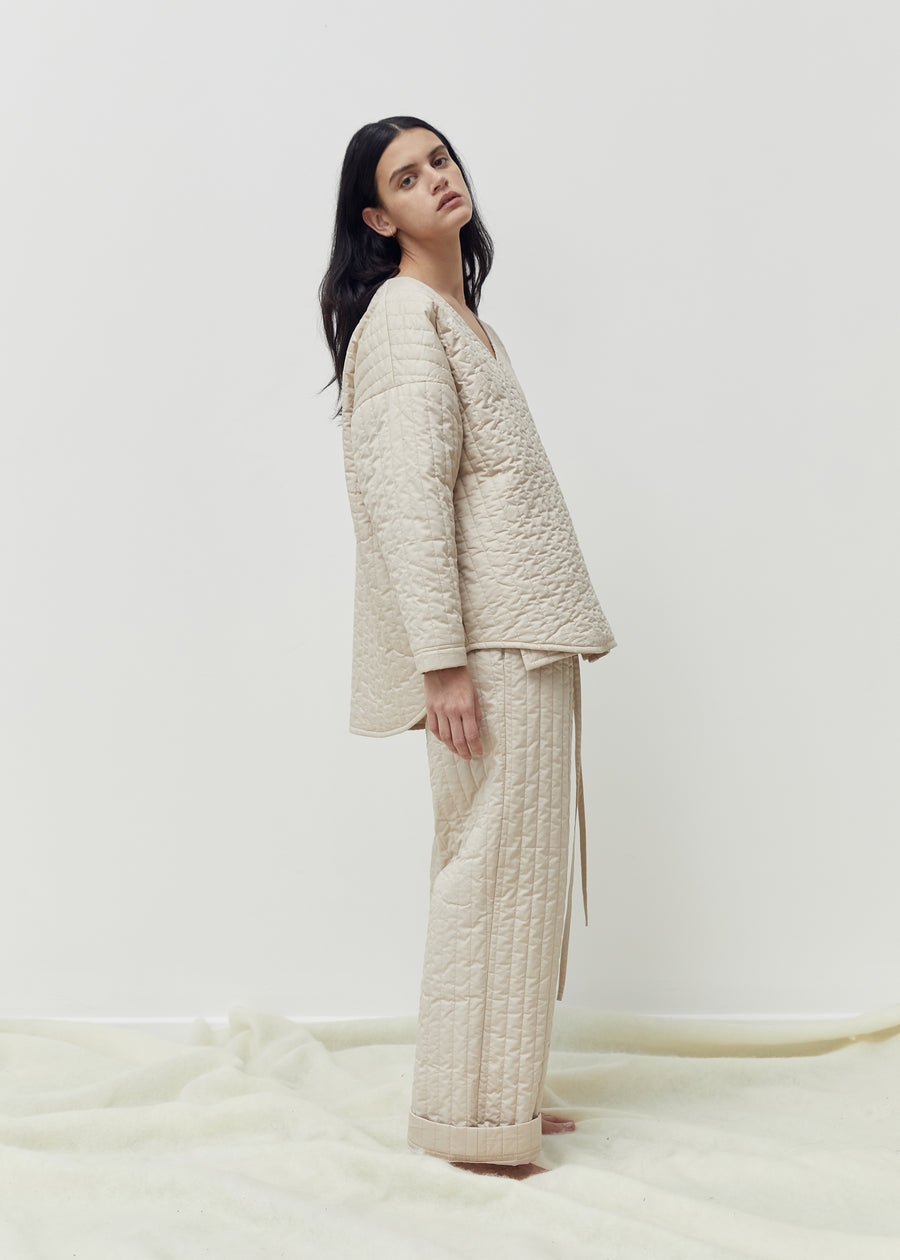 the straight quilted pant - fawn