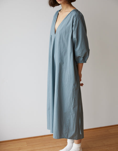 the fold midi dress - blue green stripe | Deiji Studios