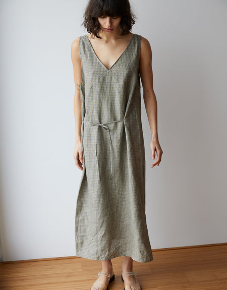 the slip dress - linen check | Deiji Studios