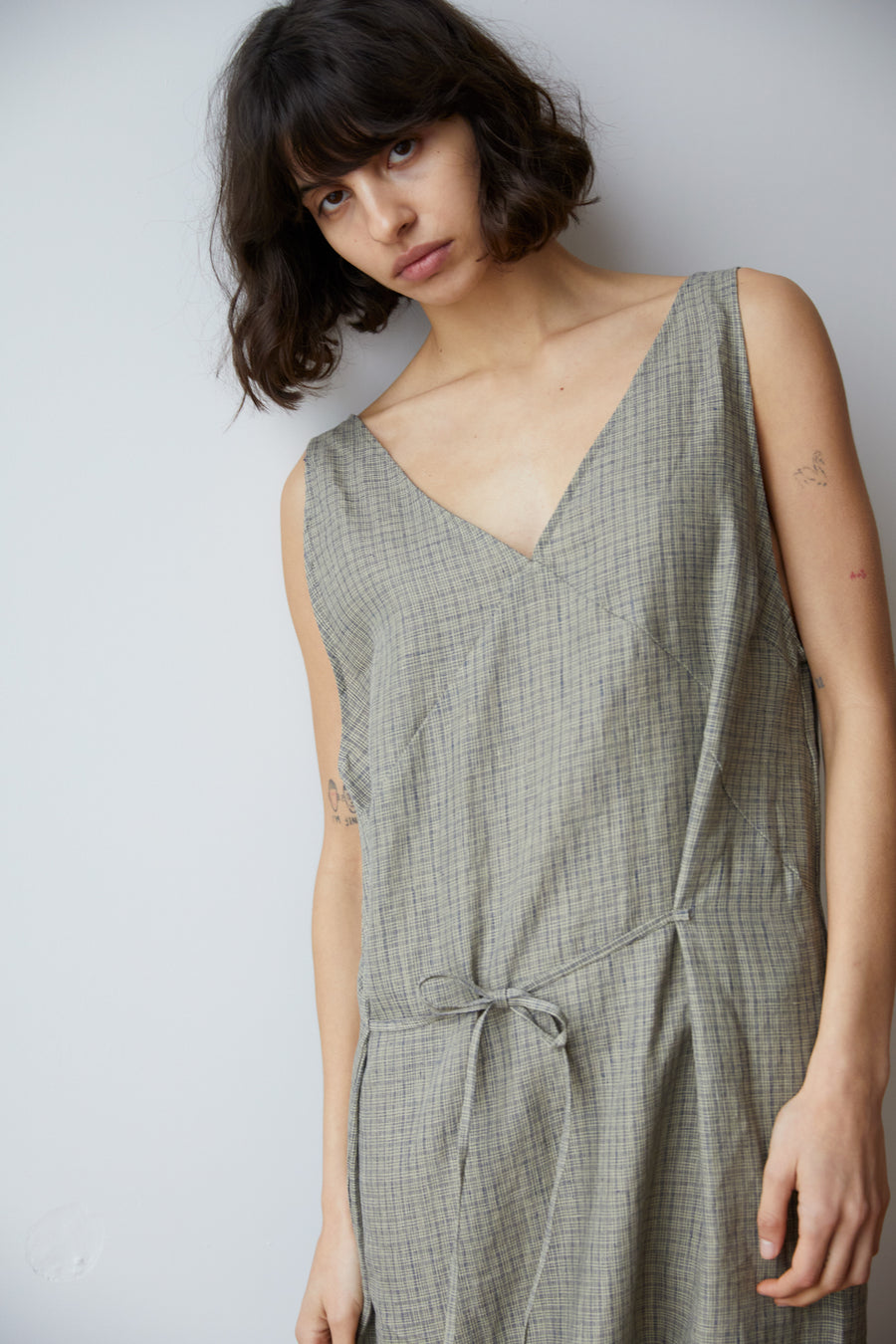 the slip dress - linen check