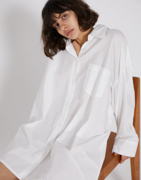 the cotton shirt dress - white | Deiji Studios