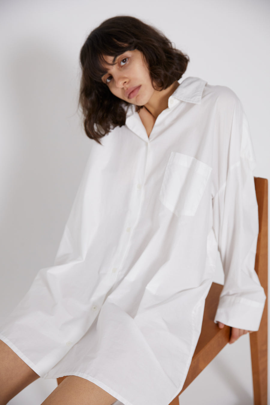 the cotton shirt dress - white