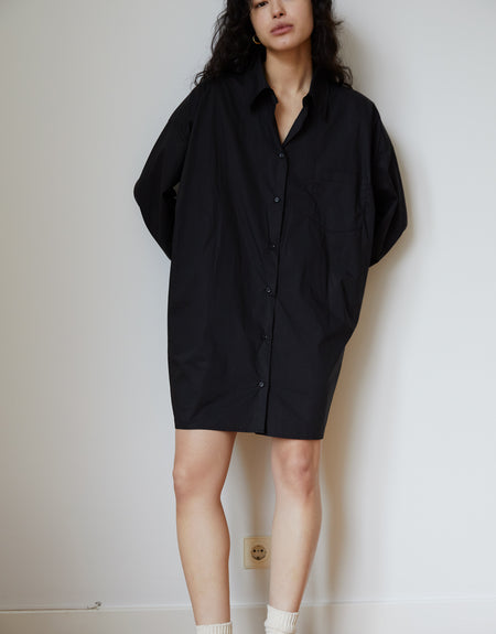 the cotton shirt dress - black | Deiji Studios