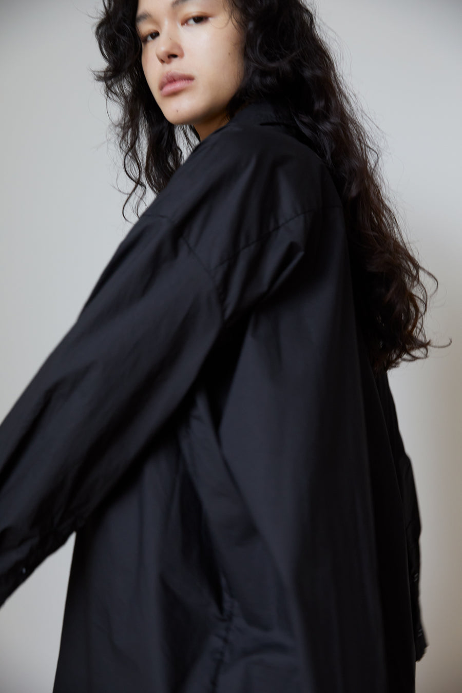 the cotton shirt dress - black