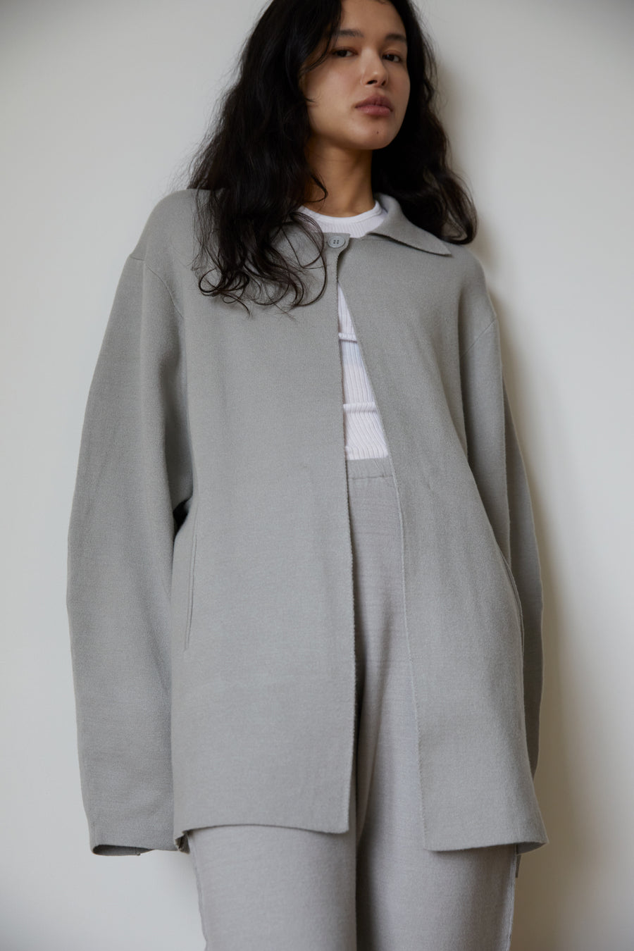 the button knit - grey
