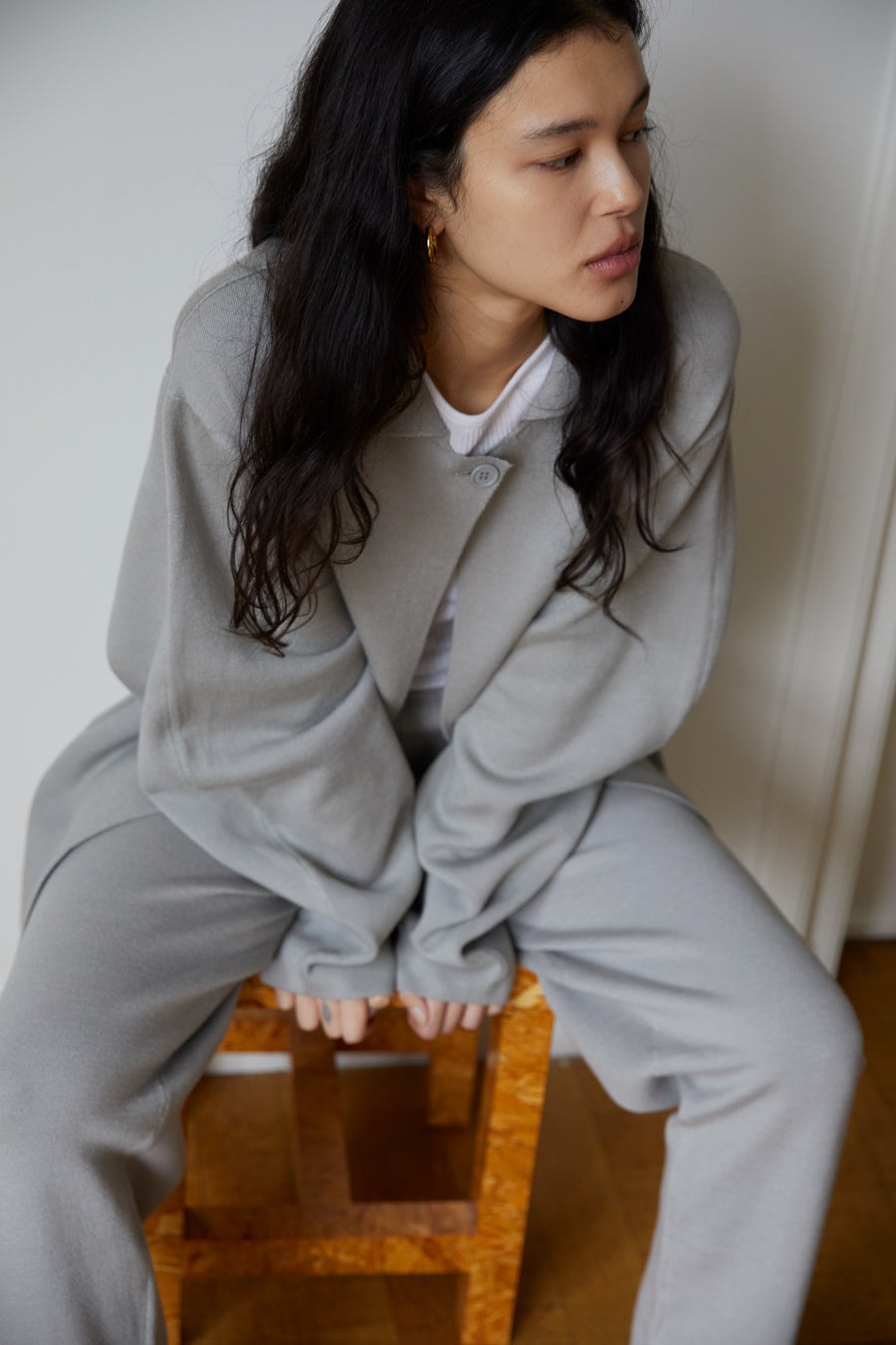 the button knit - grey