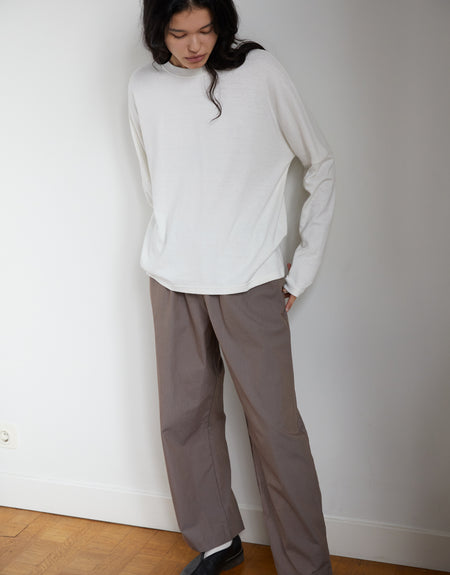 the ease trouser - red brown stripe | Deiji Studios