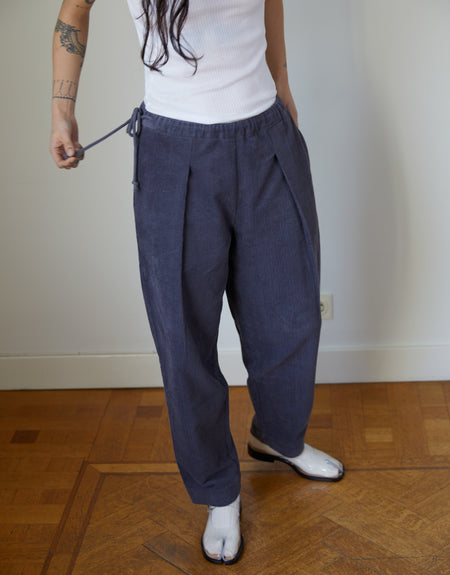 the cord draw pant - blue | Deiji Studios