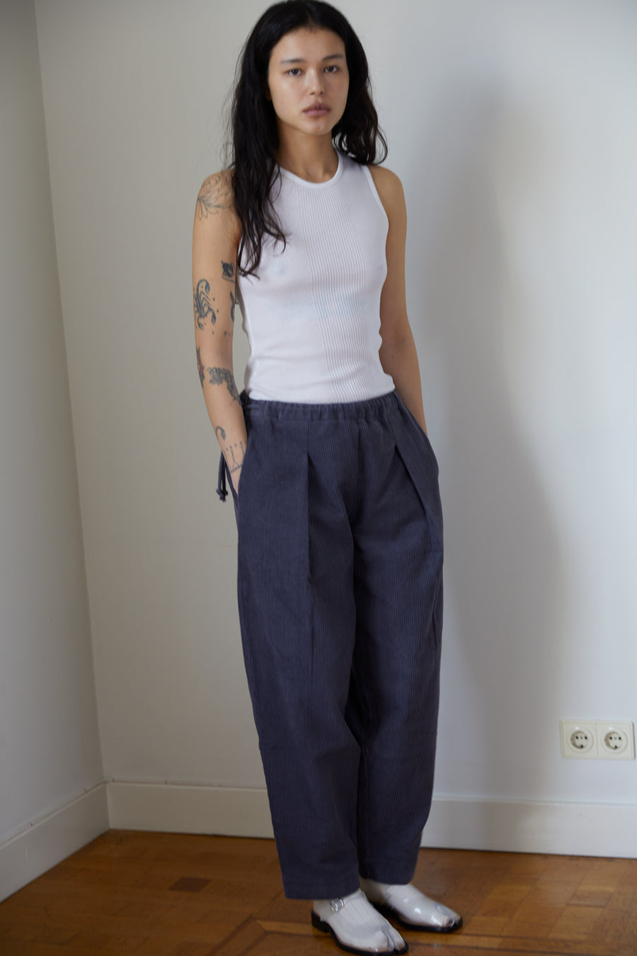 the cord draw pant - blue