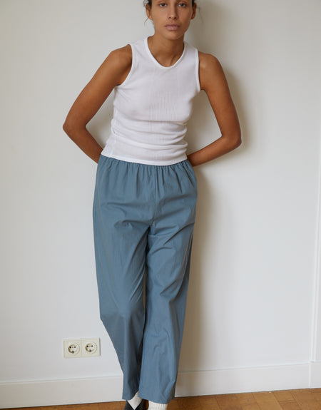 the ease trouser - blue green stripe | Deiji Studios