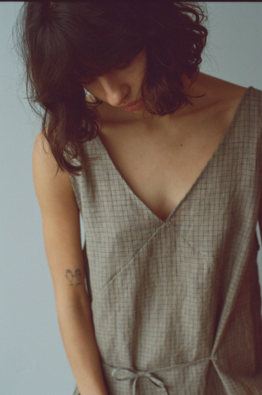 the slip dress - linen check