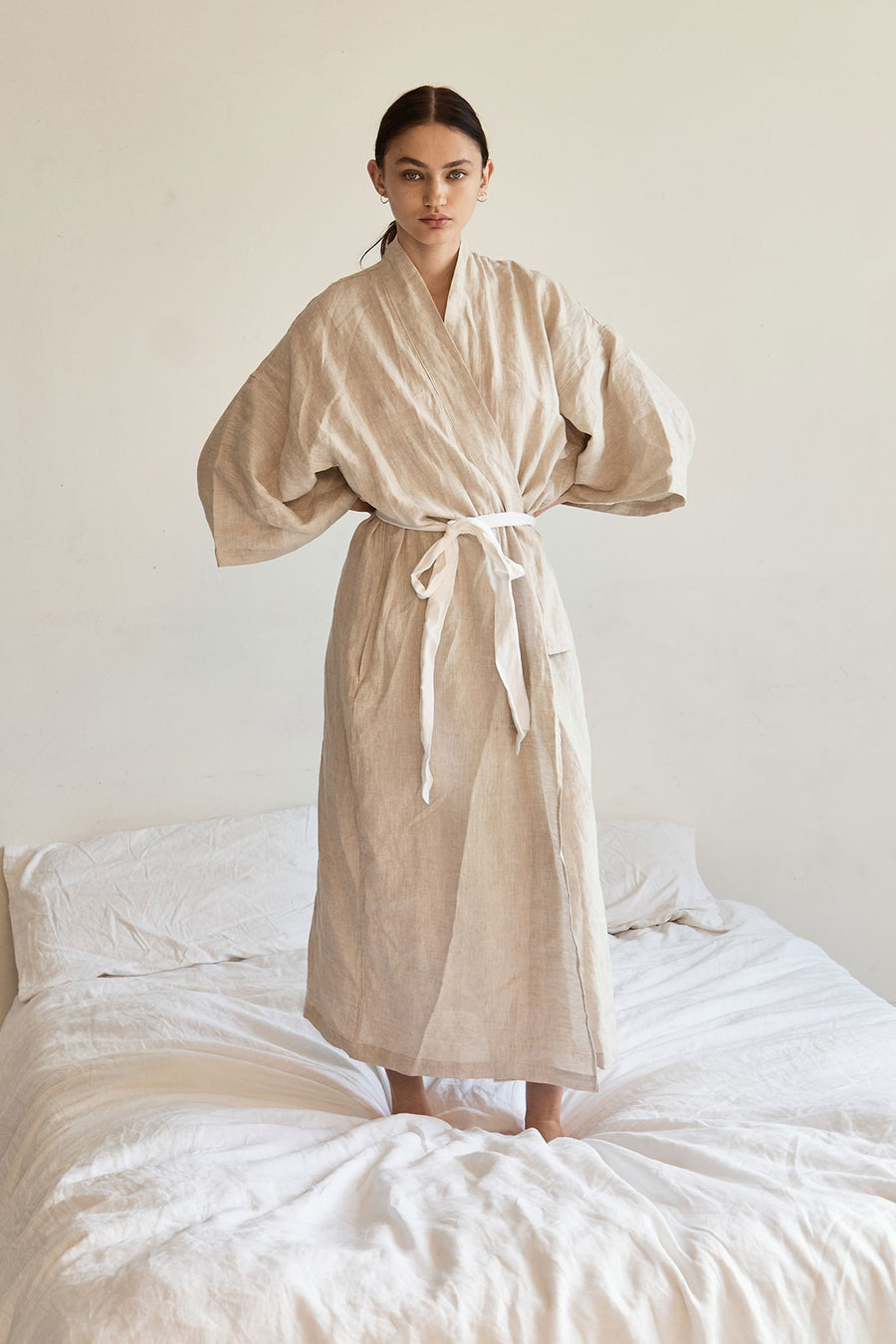Oatmeal linen robe